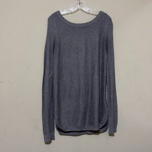Lyn Womens Grey Long Sleeve Knit Tunic Scoopneck Sweater Size Small